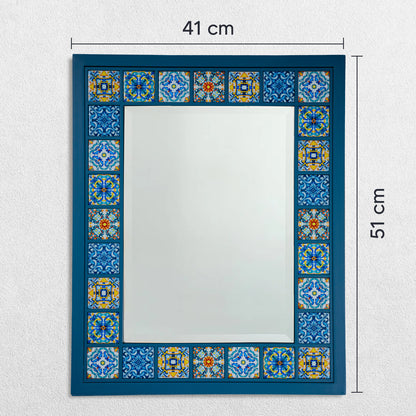 Sapphire Mosaic Handmade Anatolian Ceramic Tile Wall Mirror
