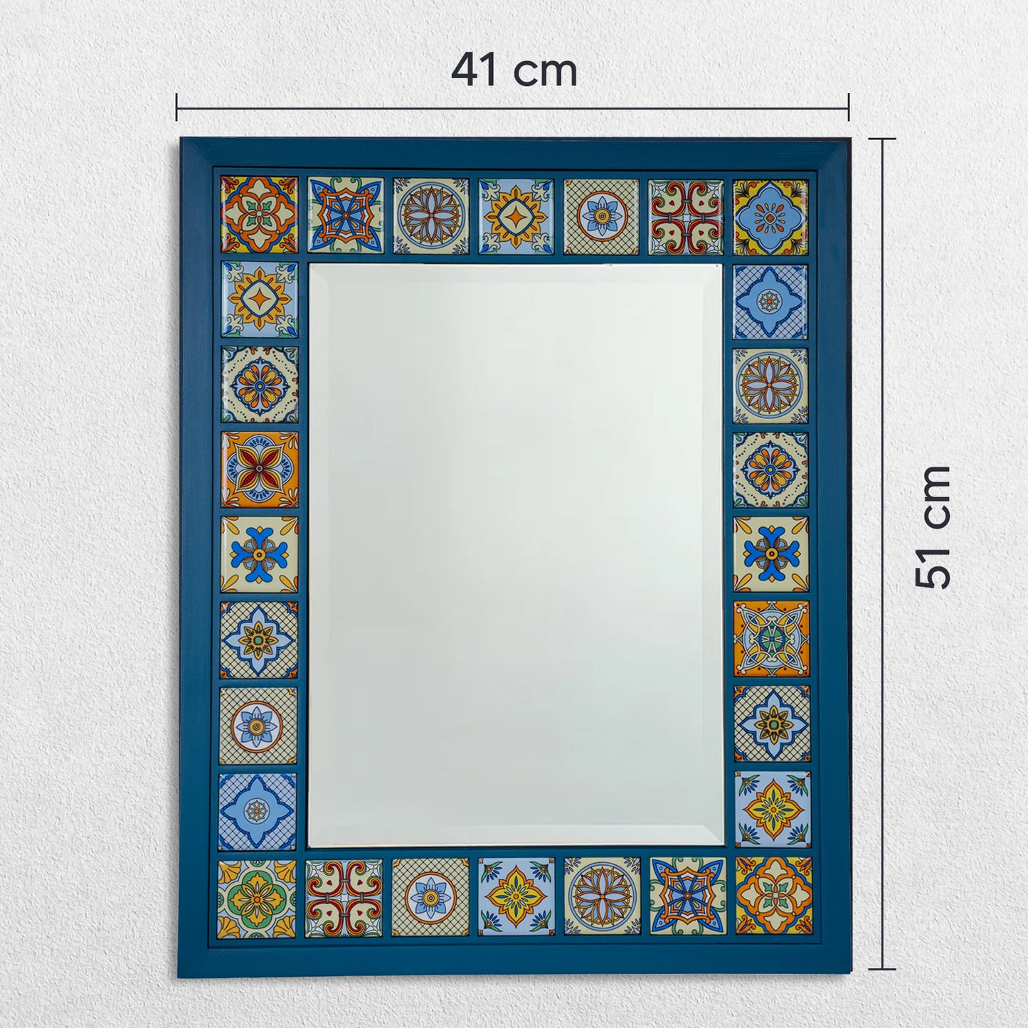 Azure Mosaic Handmade Anatolian Ceramic Tile Wall Mirror