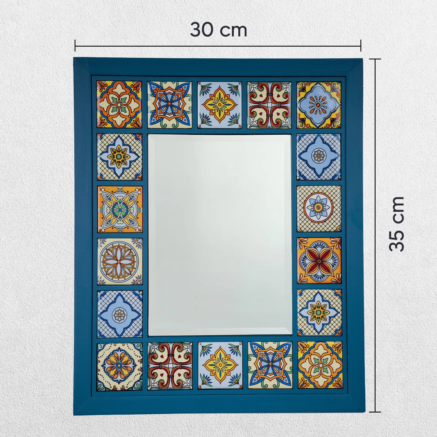 Azure Mosaic Handmade Anatolian Ceramic Tile Wall Mirror
