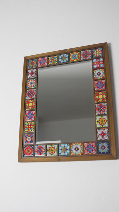 Handmade Anatolian Ceramic Tile Wall Mirror - Sultan Edition