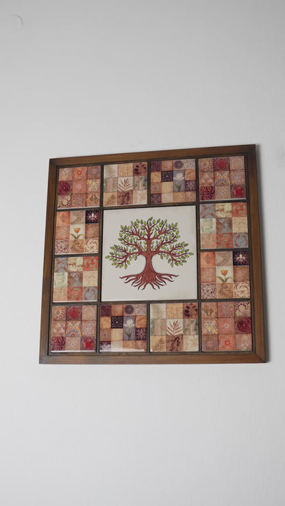 Grande Terracotta Tree of Life  Handmade Anatolian Ceramic Tile Wall Art