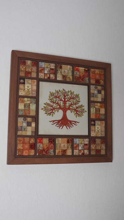 Rustic Tree of Life Anatolian Ceramic Tile Wall Art