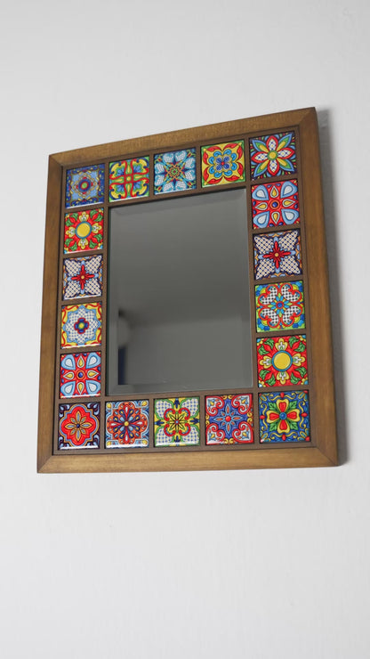 Handmade Anatolian Ceramic Tile Wall Mirror - Sultan Edition