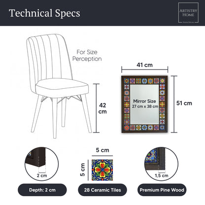 Colourful Heritage Mosaic Mirror 41 × 51 cm
