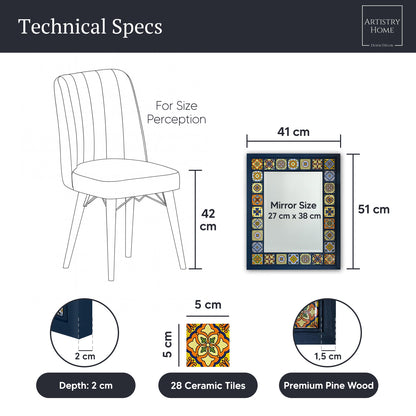 Greek Blue Mosaic Mirror 41 × 51 cm
