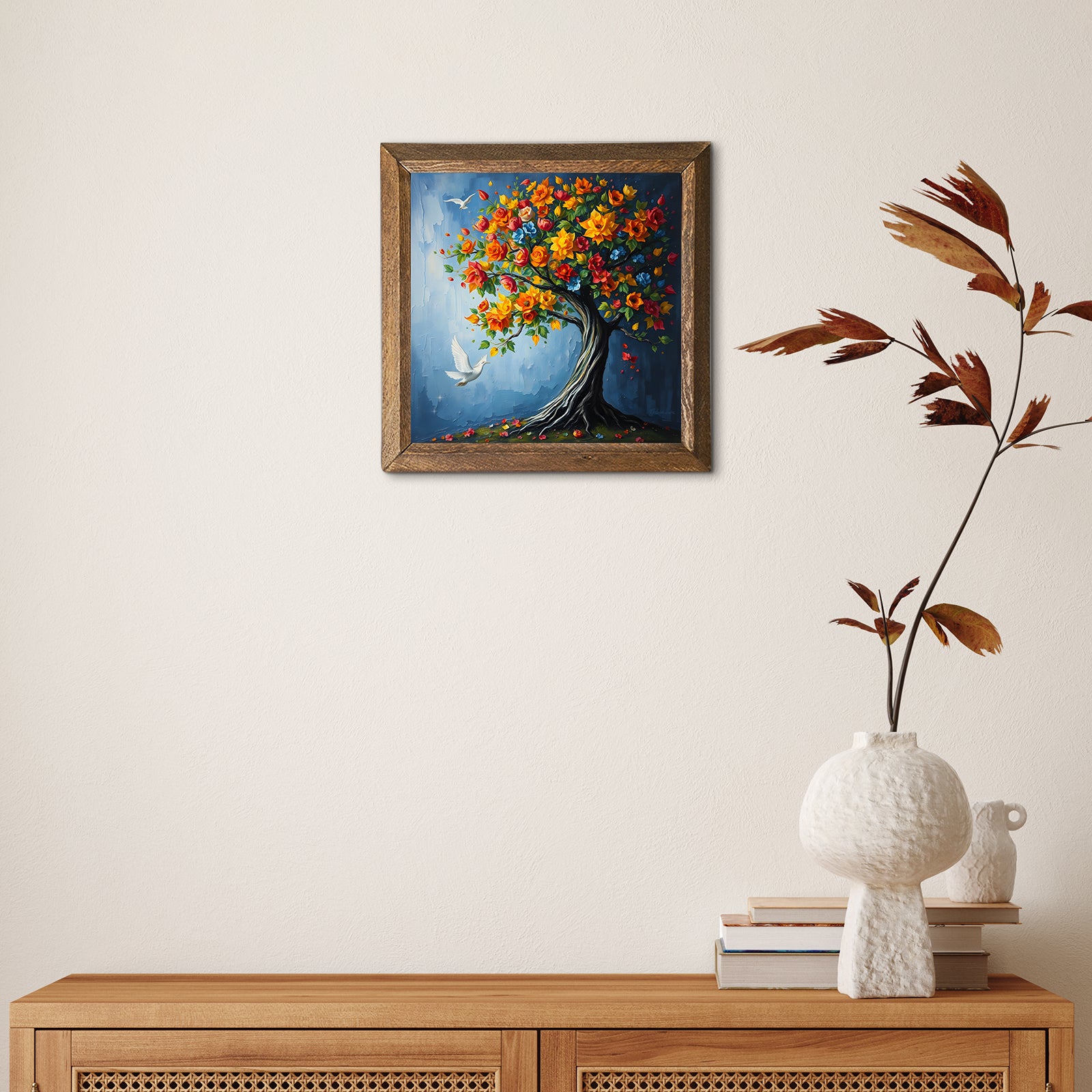 Colorful Tree Natural Stone Wall Art - Single Frame | Artistry Home