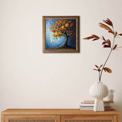 Colorful Tree Natural Stone Wall Art - Single Frame | Artistry Home