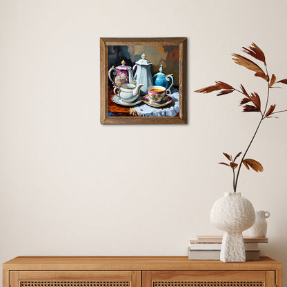 Tea Time Natural Stone Wall Art - Single Frame | Artistry Home