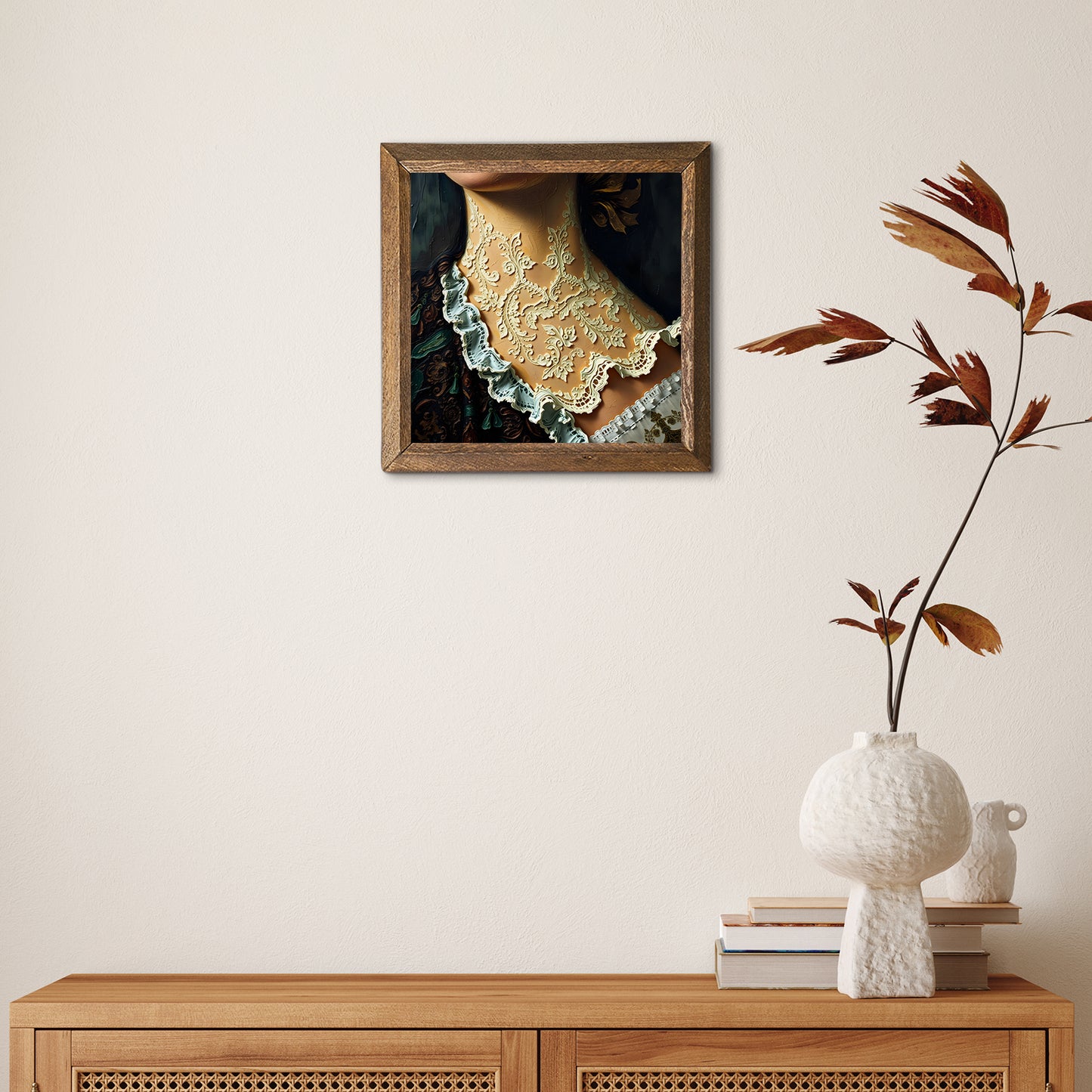 Victorian Era Lace Natural Stone Wall Art - Single Frame | Artistry Home