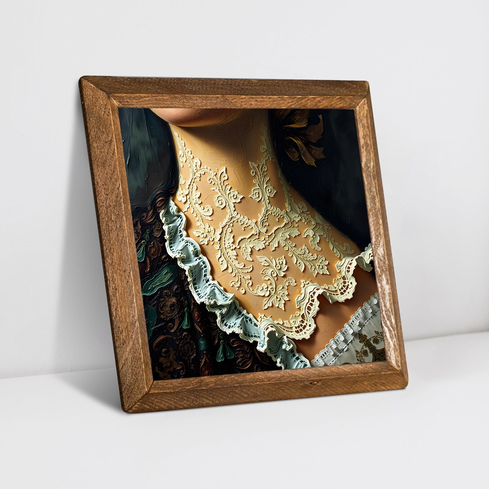 Victorian Era Lace Natural Stone Wall Art - Diagonal Angle | Artistry Home