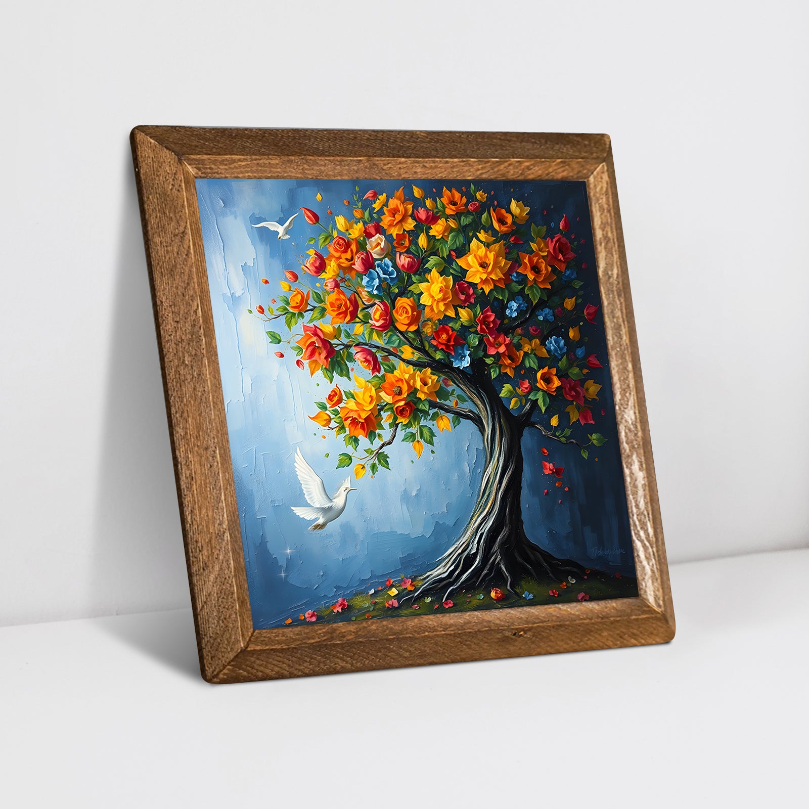 Colorful Tree Natural Stone Wall Art - Diagonal Angle | Artistry Home