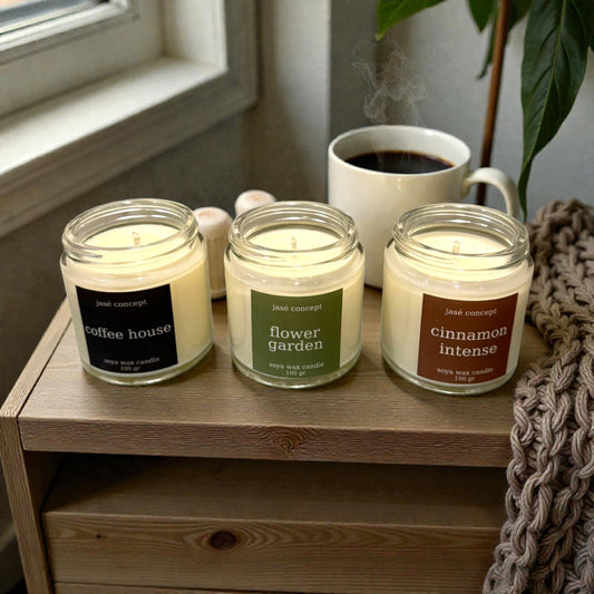 Warm Serenity Soy Wax Candle Set - Coffee, Cinnamon & Flower Garden