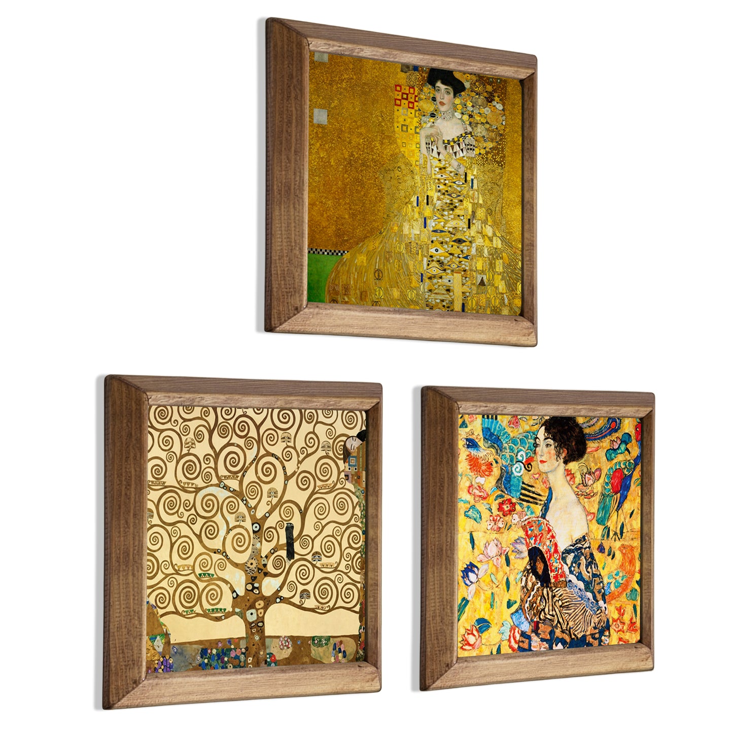 Gustav Klimt Framed Wall Art Trio – Gold Collection