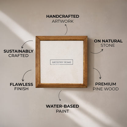 Golden Sunset Bundle | 2 Natural Stone Wall Arts + 1 Beeswax Candle Set