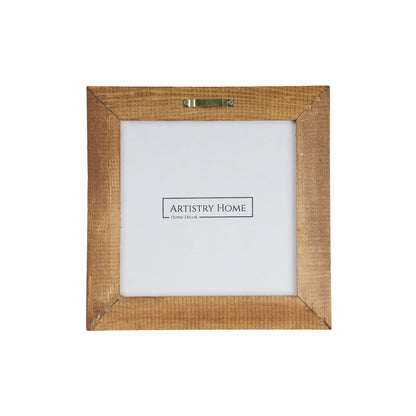 Wooden picture frame with rattan texture on a white background, featuring the Artistry Home logo.