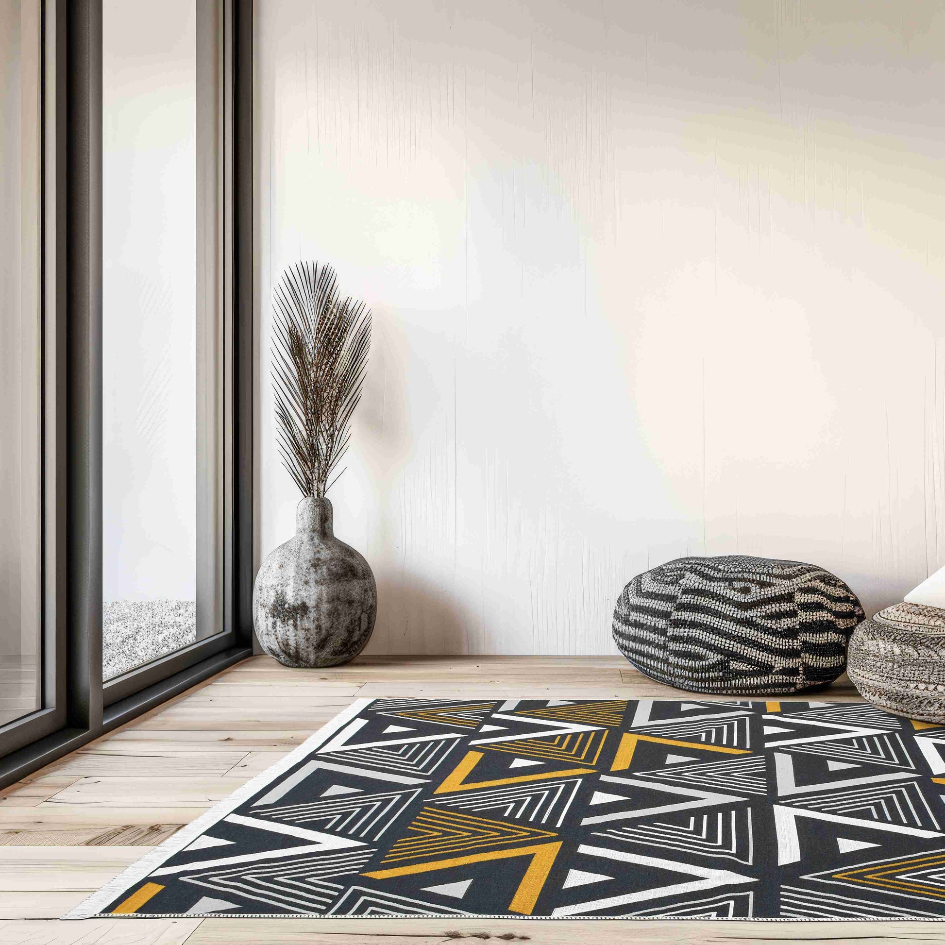 Arya Yellow Grey Rug with luxury apartment | Artistry Home