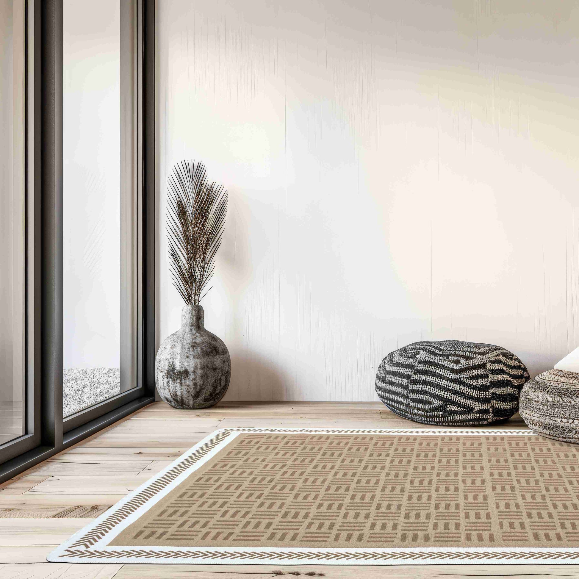 Arya Brown White Rug with luxury apartment | Artistry Home