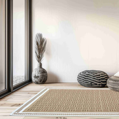 Arya Brown White Rug with luxury apartment | Artistry Home