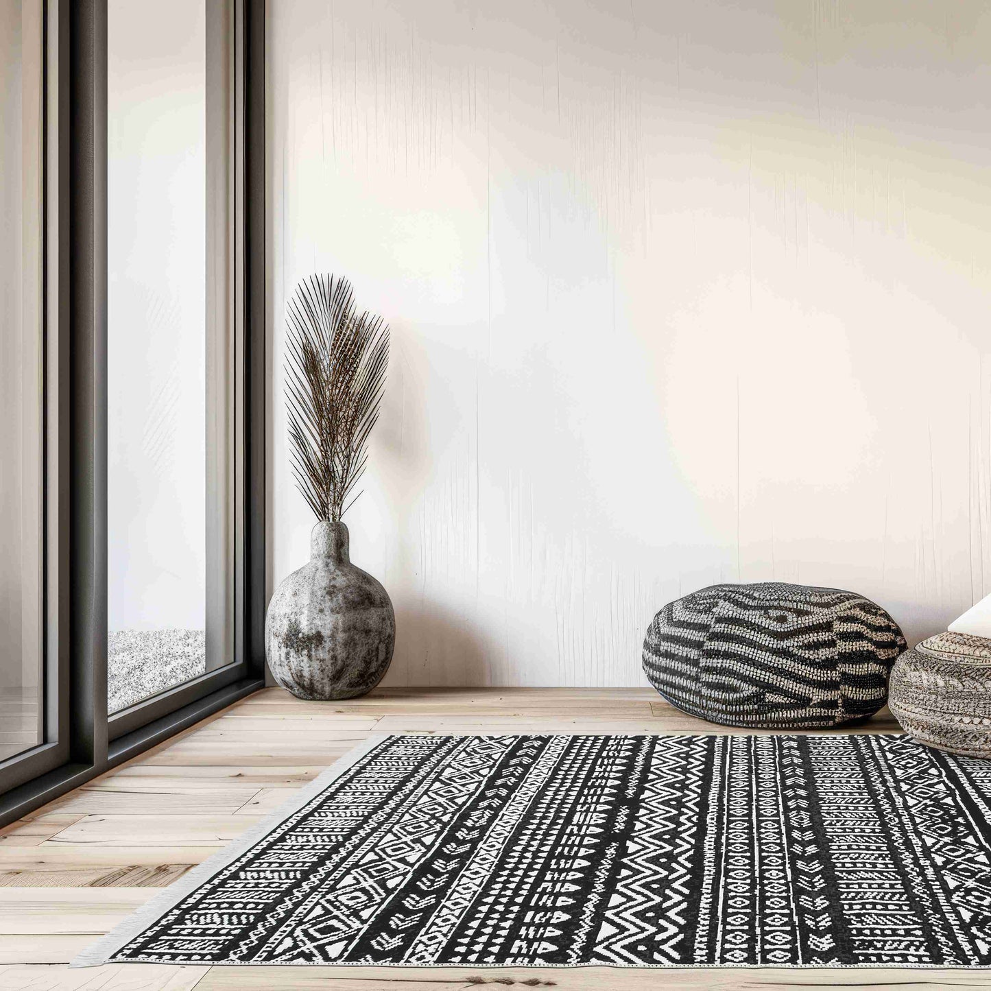 Arya Black Rug with luxury apartment | Artistry Home